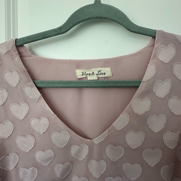 Vine & Love Purple Heart Pattern V-Neck long sleeve  Blouse - Picture 2 of 3